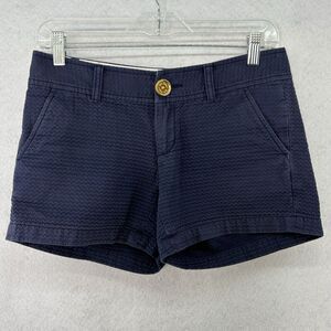 Lilly Pulitzer Womens Callahan Shorts Size 0 Navy Blue‎ Textured Cotton Chino